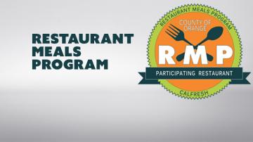 Restaurant Meals Program orange seal with a fork crossing over a spoon