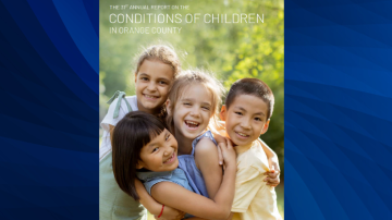 The cover of 2025 Conditions of Children in Orange County Report featuring four smiling children