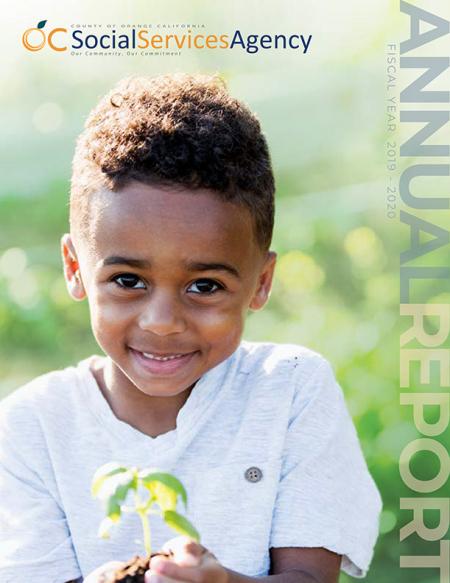 Cover of SSA FY 2019-2020 Annual Report with boy holding a plant